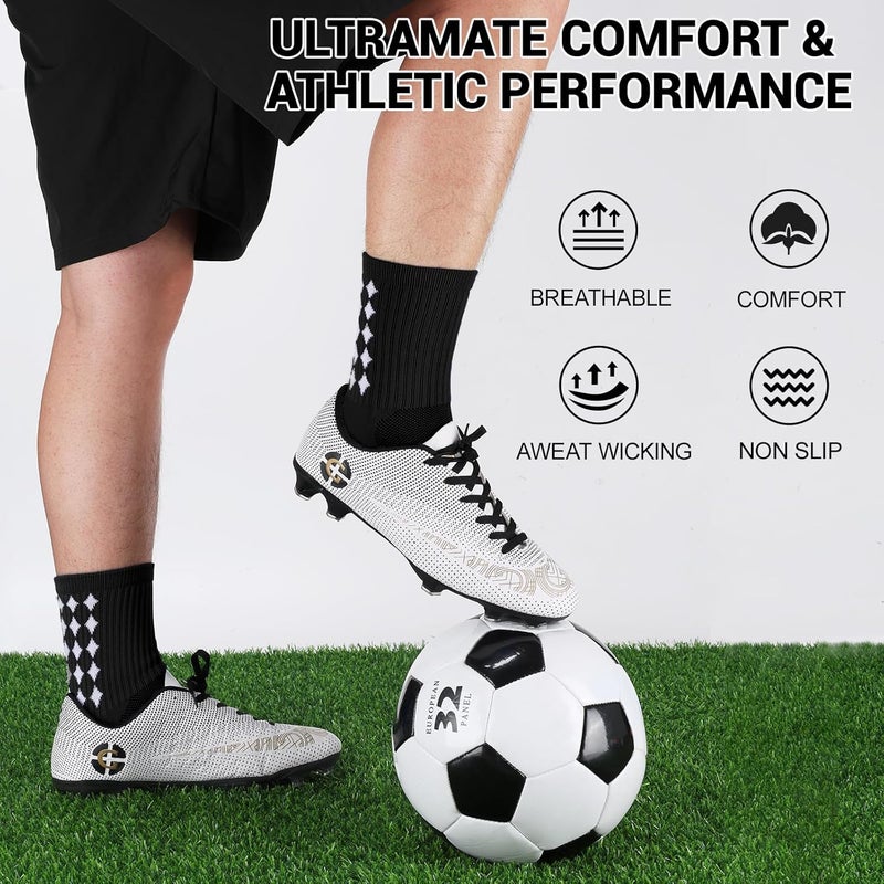 Ultrafun 5 Pairs Mens Grip Soccer Socks Non Slip Cushioned Crew Football Sports Socks - Image 5